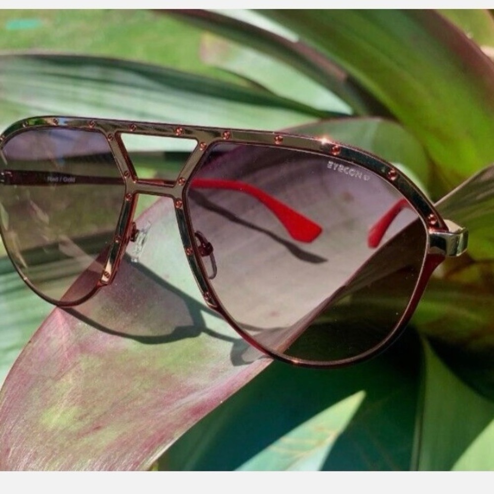 Eyecon 87 Red & Gold Aviator Sunglasses Alpina Style - Picture 2 of 9